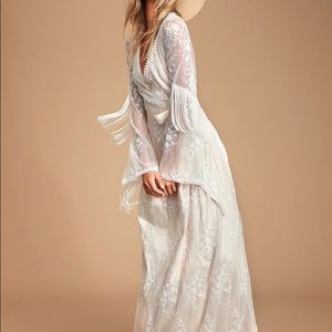 Lulus- “Never-Ending Romance” White Lace Fringe